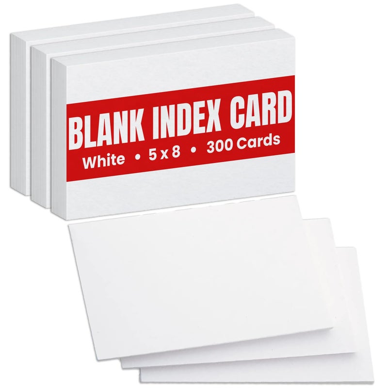 1InTheOffice Index Cards 5x8 blank, Flash Card, Unruled Note Cards 5x8, White, 300-Pack - Image 1